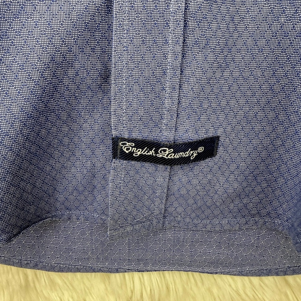English Laundry Men's Long Sleeve Button Up Logo Flip Cuff Shirt Size 15 - 32/33 - Picture 9 of 12
